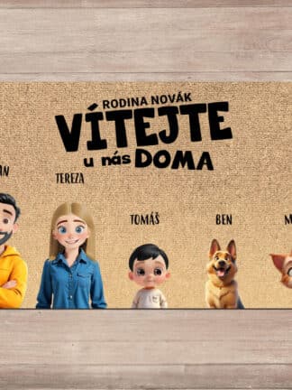 Personalizovaná rohožka - Rodina v klipartovém stylu