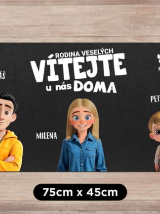 Personalizovaná rohožka - Rodina v klipartovém stylu