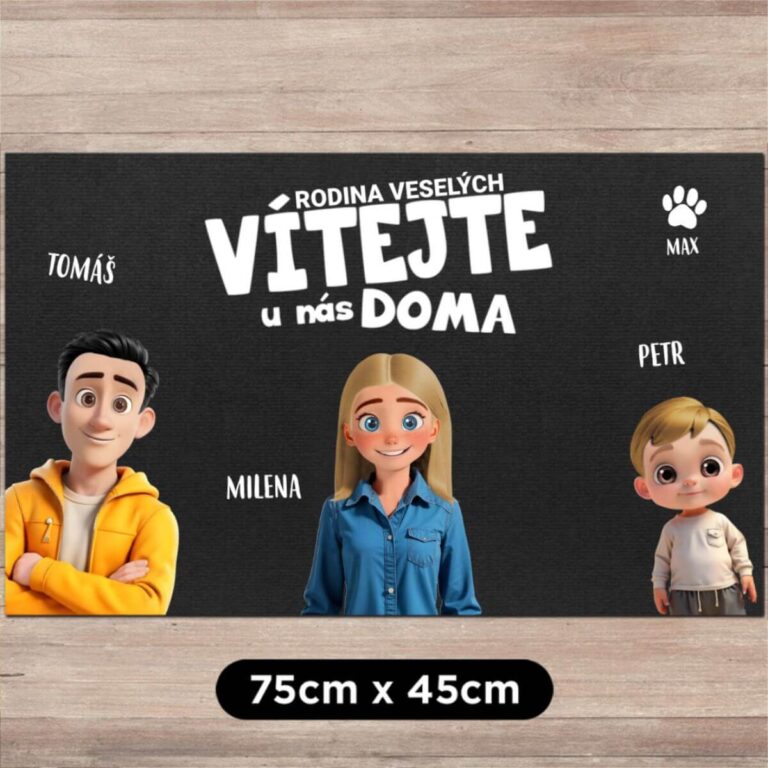 Personalizovaná rohožka - Rodina v klipartovém stylu