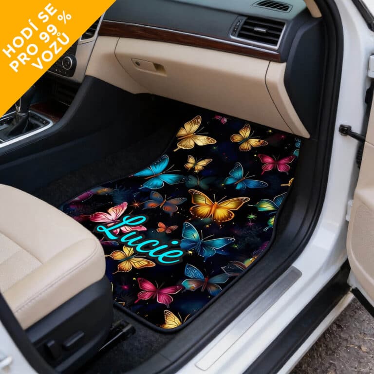 Personalizované koberečky do auta s motivem motýlů – s vaším jménem