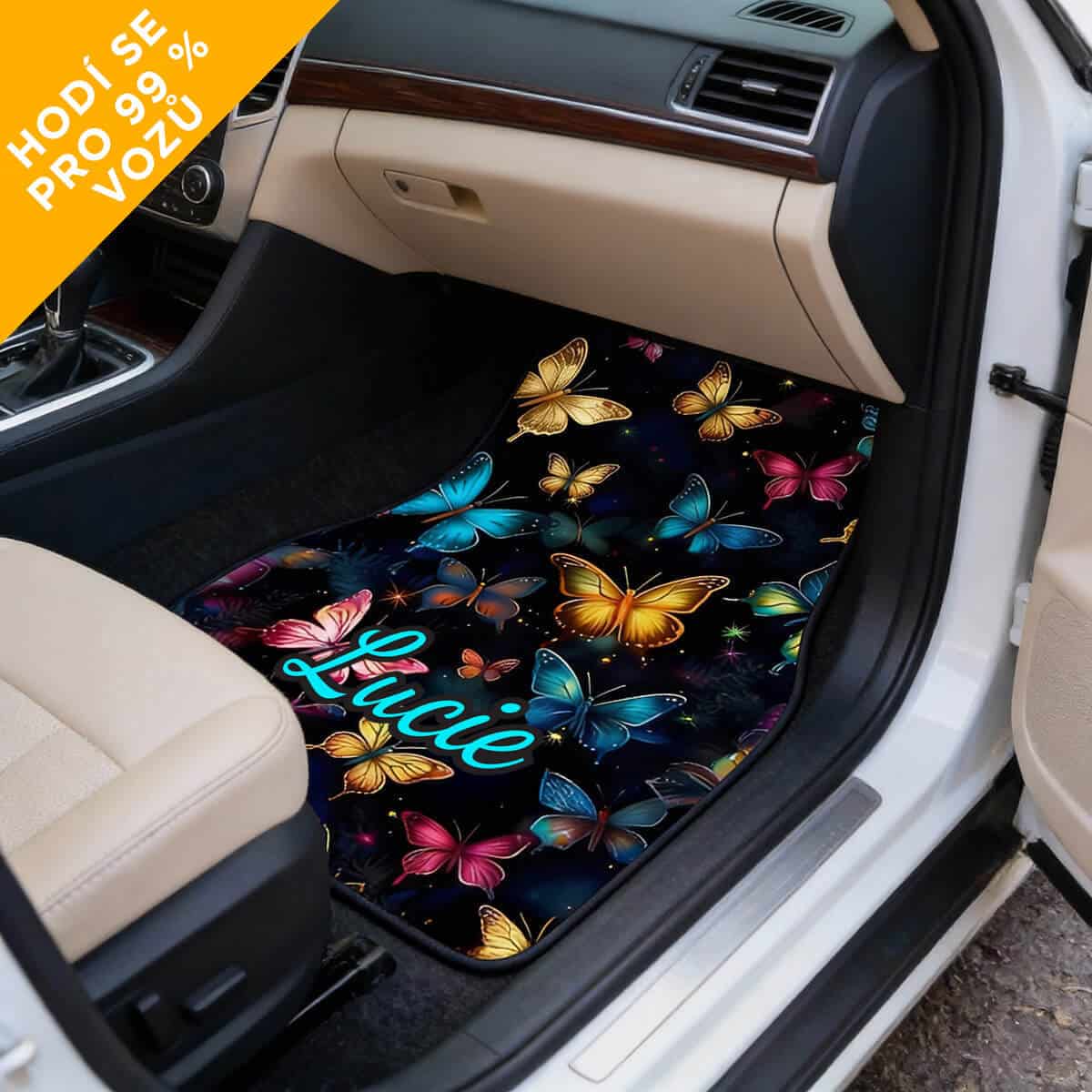 Personalizované koberečky do auta s motivem motýlů – s vaším jménem