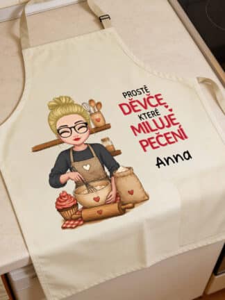 Personalizovaná zástěra - Prostě děvče, které miluje pečení