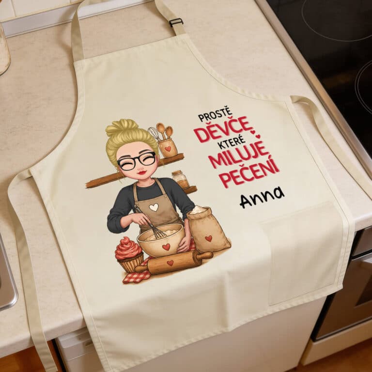 Personalizovaná zástěra - Prostě děvče, které miluje pečení
